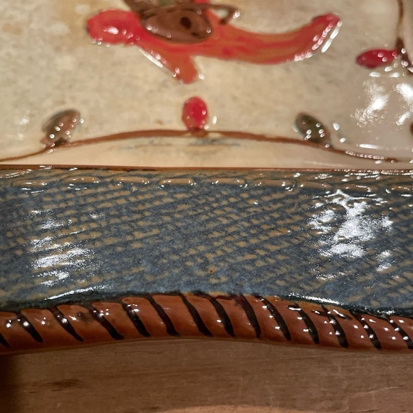 Handcrafted Ceramic Square Plate with Western Boot Design Home Decor - Picture 5 of 6